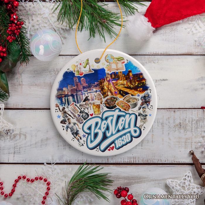 ForProduct 04VibrantBostonCityCeramicArtOrnament VintageMassachusettsSouvenirandChristmasDecor3DRealisticMockup 08 02