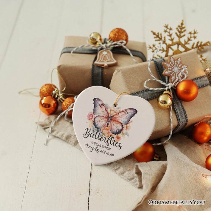 ForProduct 04WatercolorButterfliesAppearMemorialOrnament WingsofRemembranceGift3DRealisticMockup
