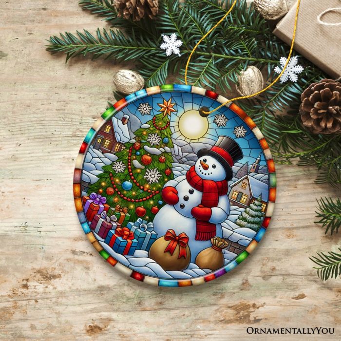 ForProduct 04WinterFestivityTopHatSnowmanOrnament RadiantTreewithHolidaySpiritKeepsakeandGift23DRealisticMockup 04