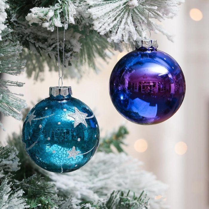 ForProduct 05GalacticSpaceThemeGlassOrnamentBundle PurpleStarPatt
