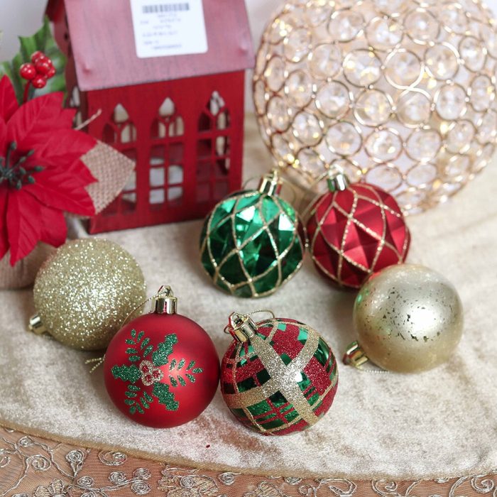 ForProduct 05GracefulOrnamentBundleSet Red 30GreenandGoldGlitteredTreeBaubles