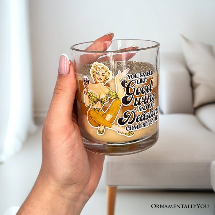 ForProduct 05RetroSassCandleYouSmellLikeGoodWineandBadDecisions LemonScentedFunnyHousewifeGift