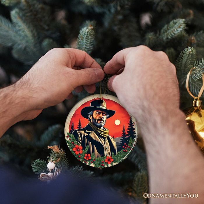 ForProduct 05WildWestGrittyHolidayChristmasOrnament VintageWesternLegendClintEastwoodGift3DHumanMockup 24 01