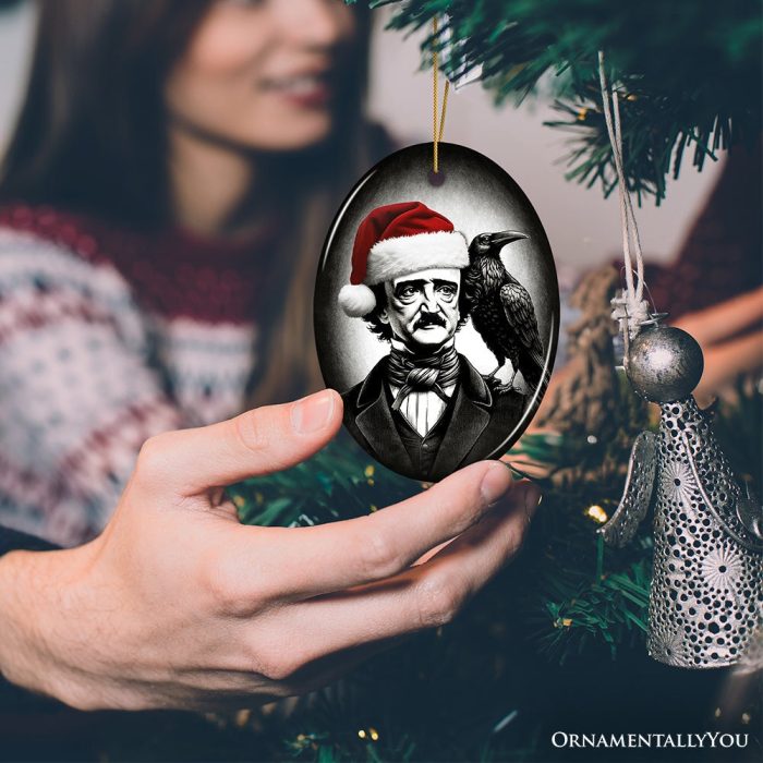 ForProduct 06GothicEdgarAllanPoewithSantaHatAndRavenOrnament SpookyHalloweenTreeChristmasDecor23DHumanMockup21