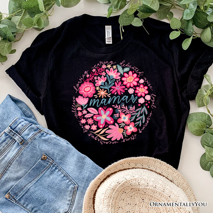 ForProduct 06InspiringFloralMamaT Shirt WhiteandNaturalBohoTeeforStrongandLovingMothers