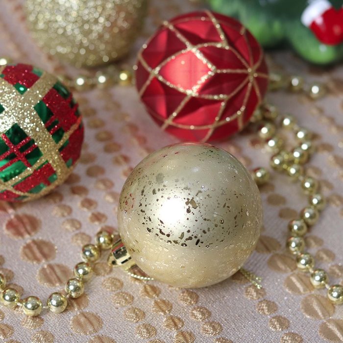 ForProduct 08GracefulOrnamentBundleSet Red 30GreenandGoldGlitteredTreeBaubles