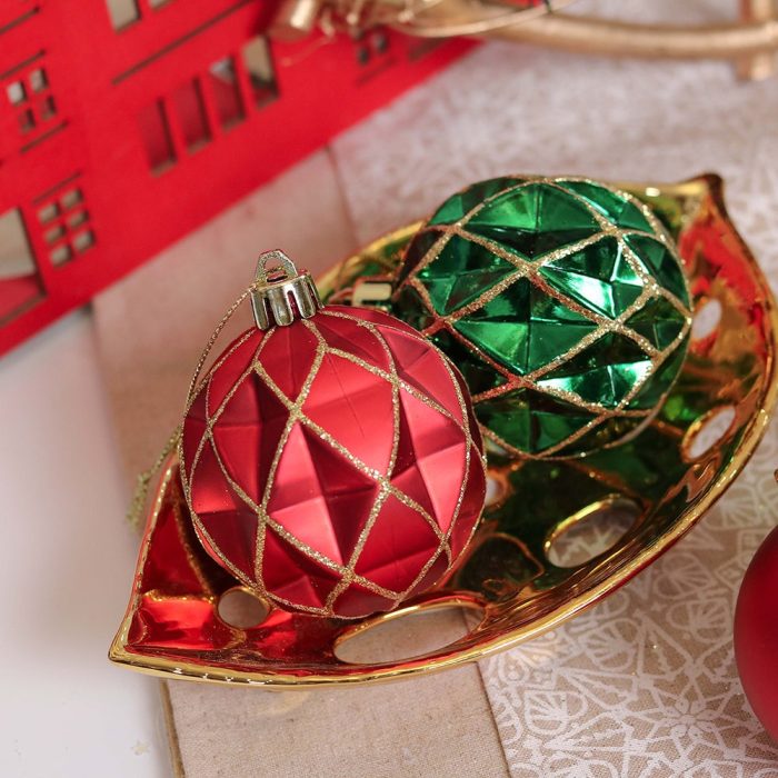 ForProduct 09GracefulOrnamentBundleSet Red 30GreenandGoldGlitteredTreeBaubles