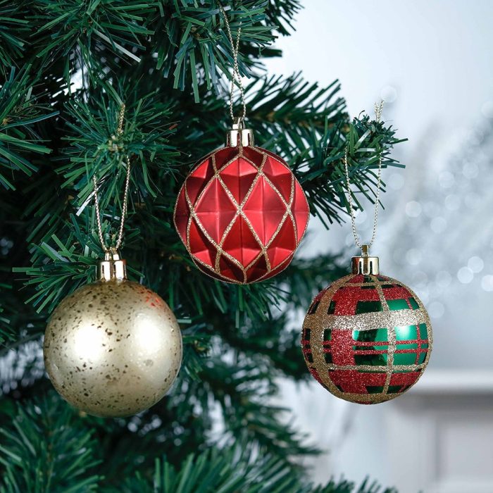 ForProduct 10GracefulOrnamentBundleSet Red 30GreenandGoldGlitteredTreeBaubles