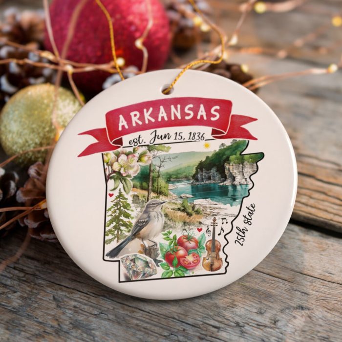 ForProductArtisticArkansasStateThemesandLandmarksChristmasFlatLayOrnament