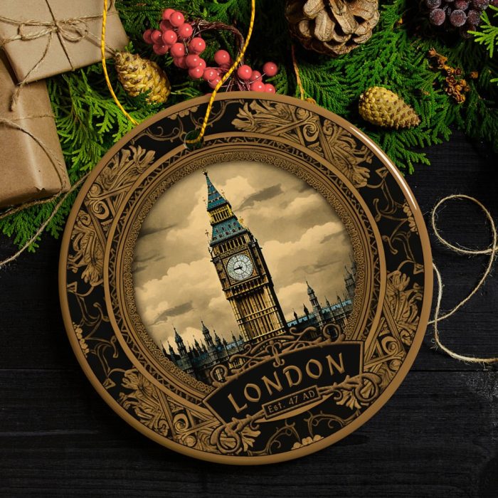 ForProductBigBen LondoninVintageVictorianFrameforSouvenirChristmasFlatLayOrnament