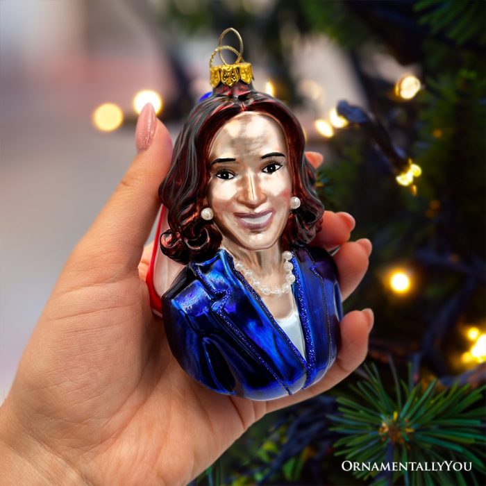 ForProductHand 01KamalaHarrisGlassChristmasOrnament PromotionalDemocratKeepsake