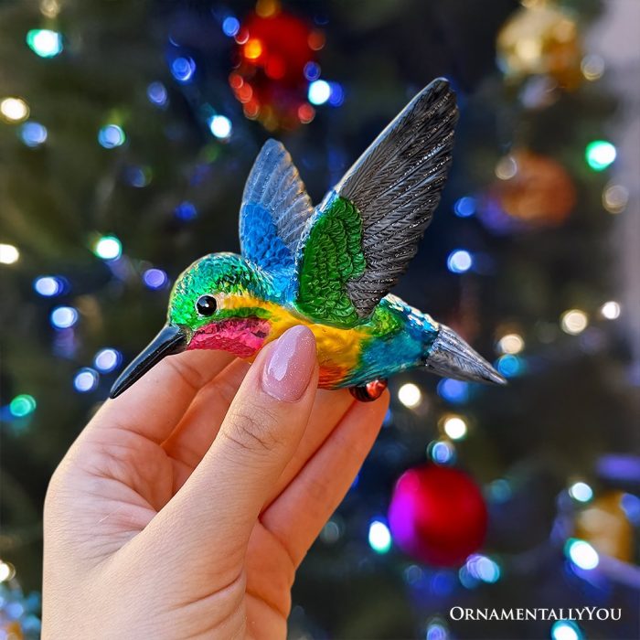 ForProductHand 02GracefulHummingbirdIridescentHandcraftedOrnament GlassChristmasBirdTreeDecoration