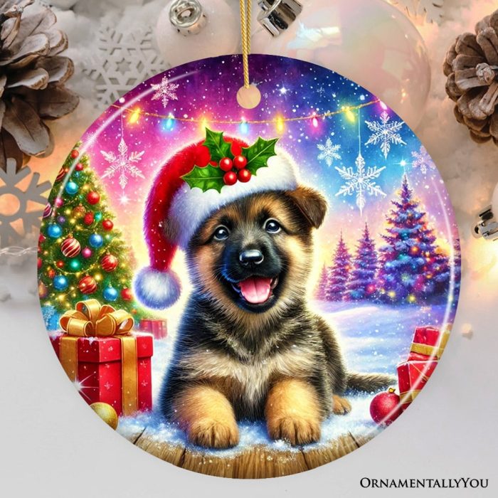 For Product 01 Winter Wonderland German Shepherd Ornament Gift and Decor for Cozy Christmas 1 Mockup Group 05