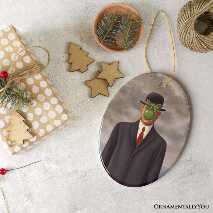 For Product 02 Rene Magritte The Son of Man Ornament Vintage Surrealism Painting Christmas Decor 3D Realistic Mockup 15
