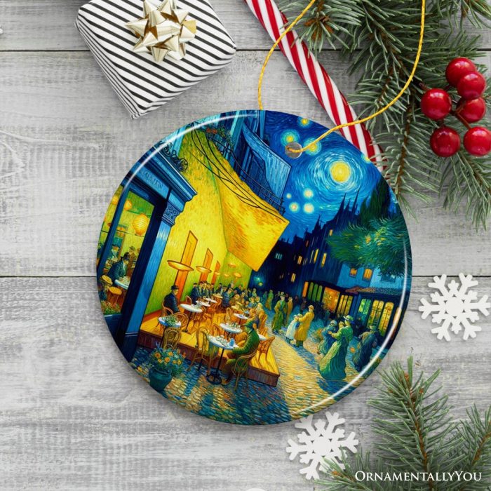 For Product 02 Vincent Van Gogh Cafe Terrace at Night Ceramic Ornament Famous Painting Christmas Decoration Souvenir 3D Realistic Mockup 10