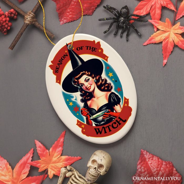For Product 02 Wickedly Glamorous Season of the Witch Ornament Retro Style Halloween Tree Decor and Keepsake 3D Realistic Mockup 16