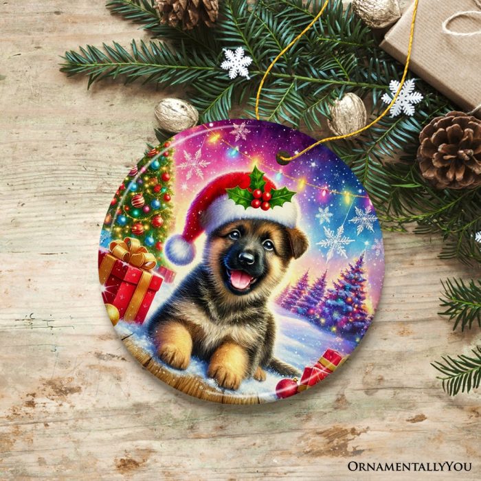 For Product 02 Winter Wonderland German Shepherd Ornament Gift and Decor for Cozy Christmas 1 3D Realistic Mockup 04