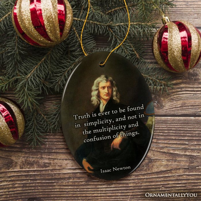 For Product 02 Wise Words of Issac Newton Ornament Truth In Simplicity Quote Gift and Keepsake 3D Realistic Mockup 02