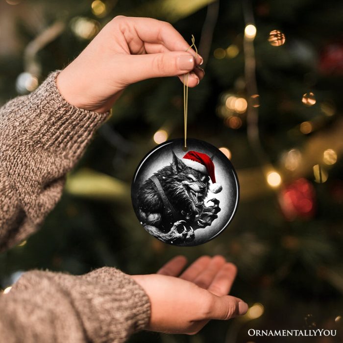 For Product 03 Vicious Werewolf Ceramic Ornament Enigmatic Christmas Decoration for Halloween Tree 3D Human Mockup 12