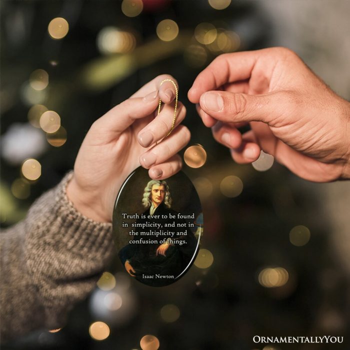For Product 03 Wise Words of Issac Newton Ornament Truth In Simplicity Quote Gift and Keepsake 3D Human Mockup 01