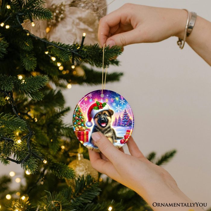 For Product 07 Winter Wonderland German Shepherd Ornament Gift and Decor for Cozy Christmas 1 3D Human Mockup 42