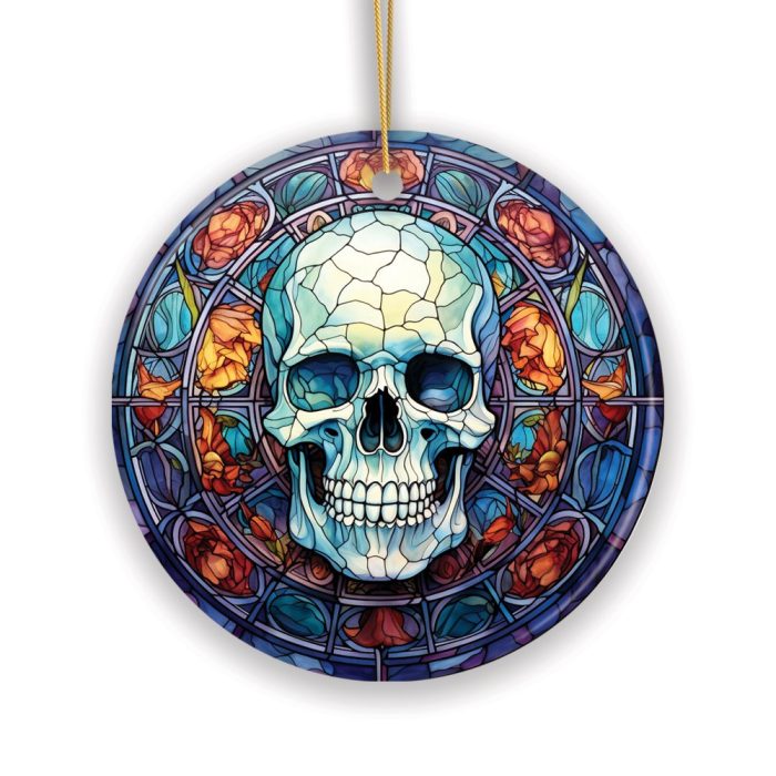 Ghastly Grin Spooky Halloween Skull White