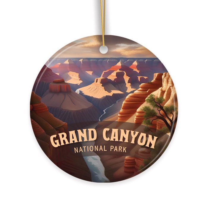Grand Canyon National Park Retro Ornament White BG