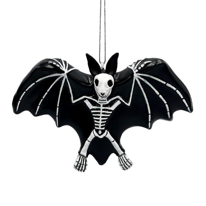 WBM 01GothicBatSkeletonHandcraftedGlassOrnament HorrorTreeHalloweenDecor