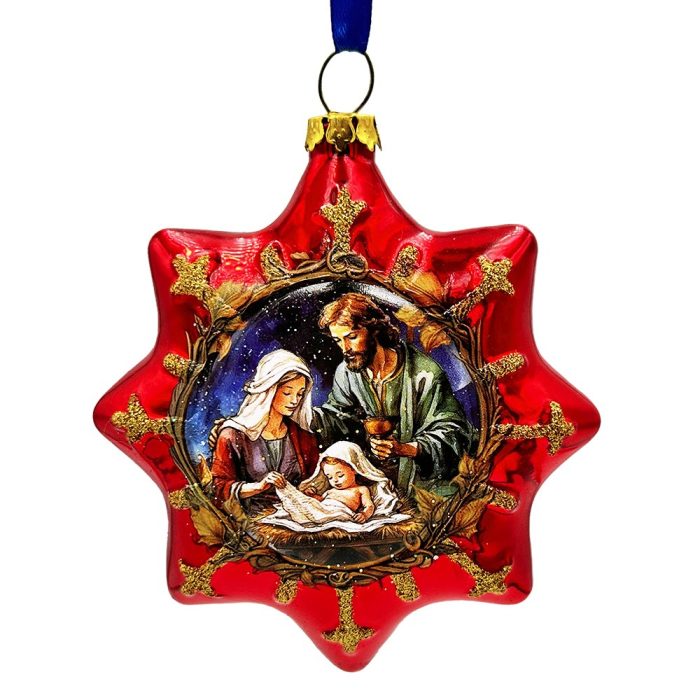 WBM 01GracefulNativityStarGlassChristmasOrnament UniqueChristianReligiousDecor