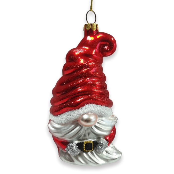 WBM 01 Vibrant Santa Gnome Glass Christmas Ornament