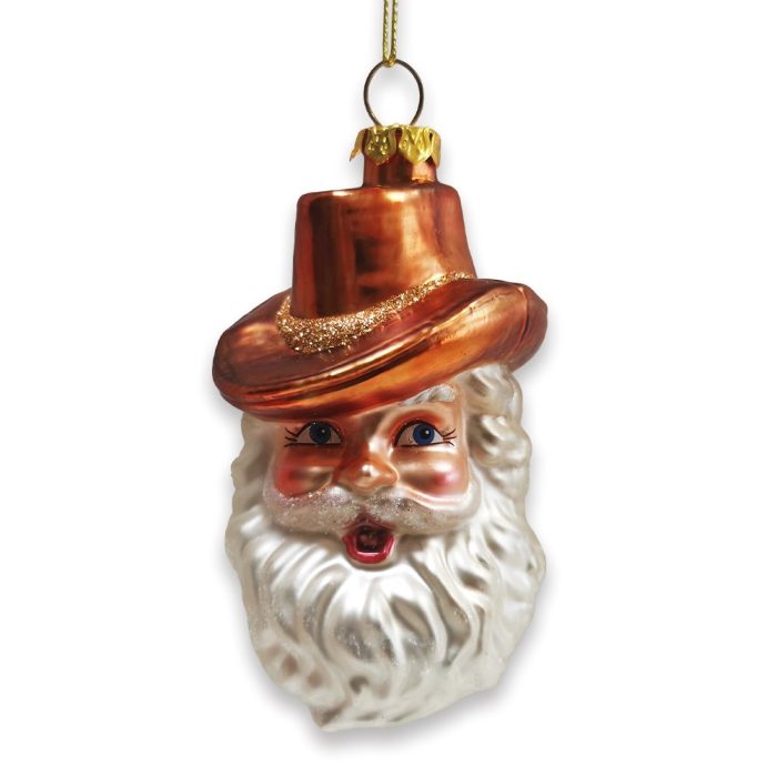 WBM 01 Western Cowboy Santa Vintage Frontier Glass Christmas Ornament Mockup