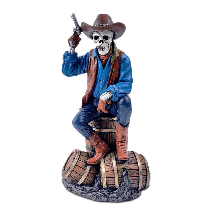 WBM 01 Western Skeleton Gunslinger Statue Figurine 10 Gothic Cowboy Wild West Home Decor