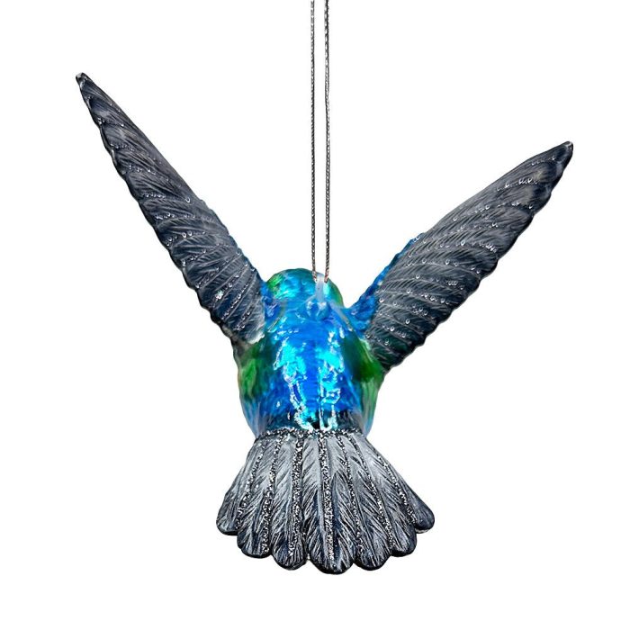 WBM 02GracefulHummingbirdIridescentHandcraftedOrnament GlassChristmasBirdTreeDecoration