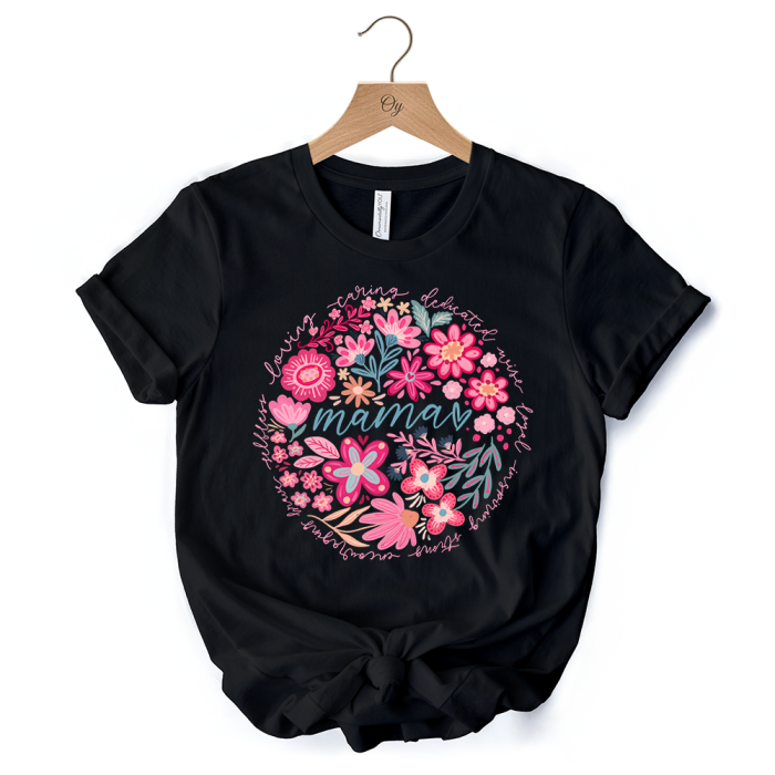 WBM 02InspiringFloralMamaT Shirt WhiteandNaturalBohoTeeforStrongandLovingMothers