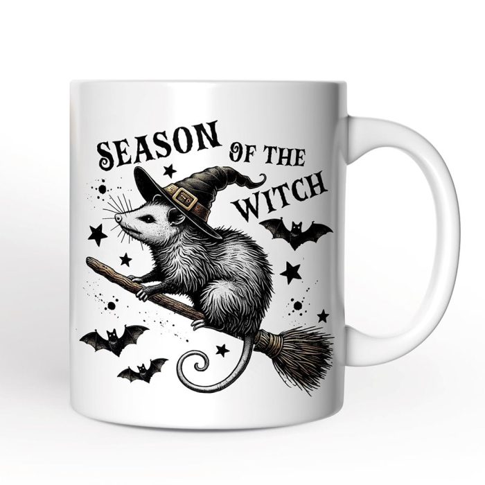 WBM 02 Funny Opossum Witch with Broom Personalized Mug Halloween Opossum Lover Gift