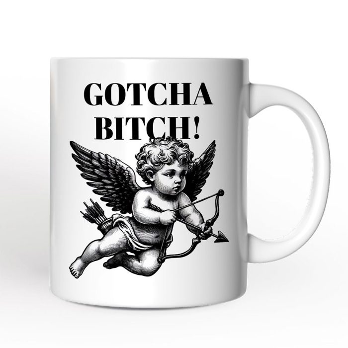 WBM 02 Funny Valentine s Day Cupid Gotcha Bitch Personalized Mug Vintage Sarcastic Gift With Custom Name