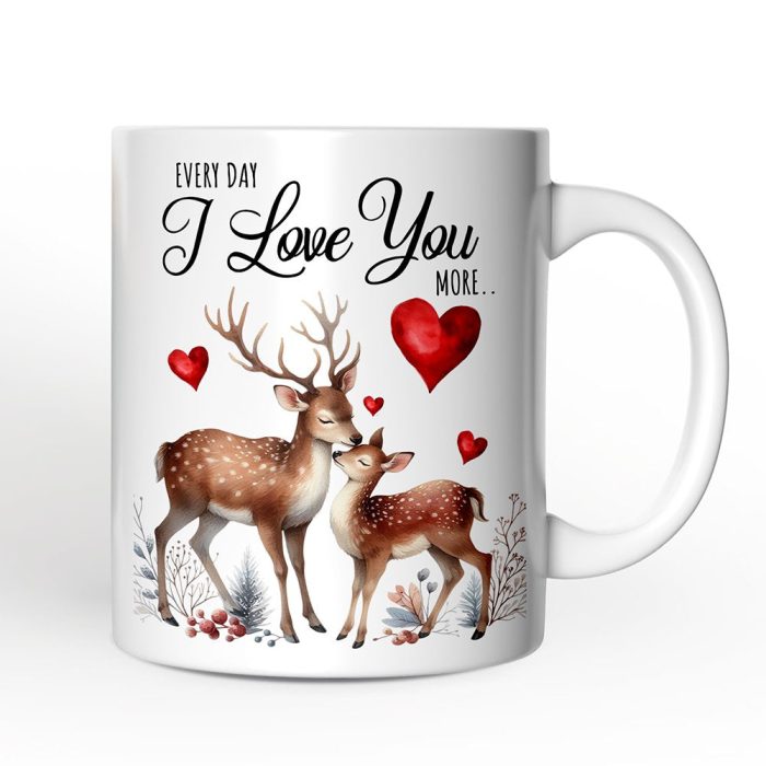 WBM 02 Valentine Deer Anniversary Personalized Mug for Couple Together Keepsake Romantic Gift