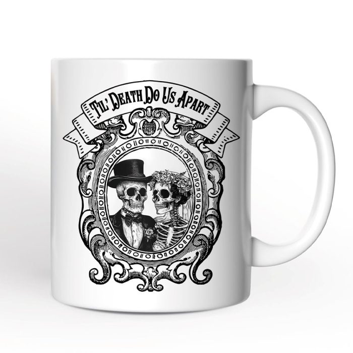 WBM 02 Vintage Skeleton Lovers Til Death Do us Apart Personalized Mug Classic Antique Halloween Gif 1