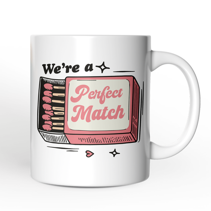 WBM 02 We re a Perfect Match Personalized Mug for Couple Retro Cute Gift With Custom Names