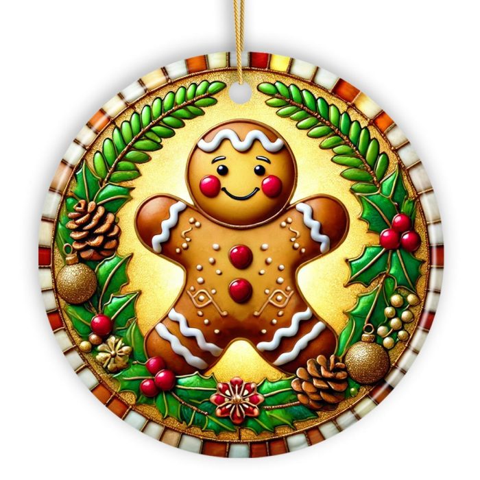 WBMGoldenGingerbreadManDelightOrnament RadiantHolidayGuardianforFestiveDecorCircle