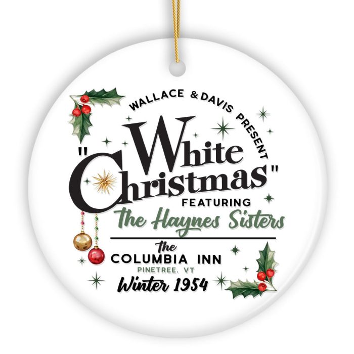 WBMWhiteChristmasOrnament Retro1954HolidayInnMovieGiftandTreeDecorCircle