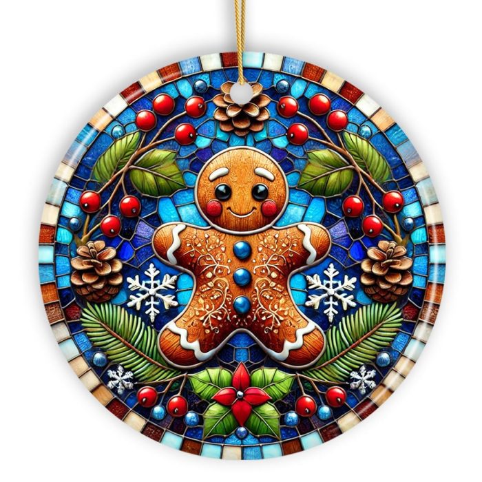 WBMWinterWoodlandGingerbreadManOrnament CozyYuletideCompanionforChristmasDecorCircle