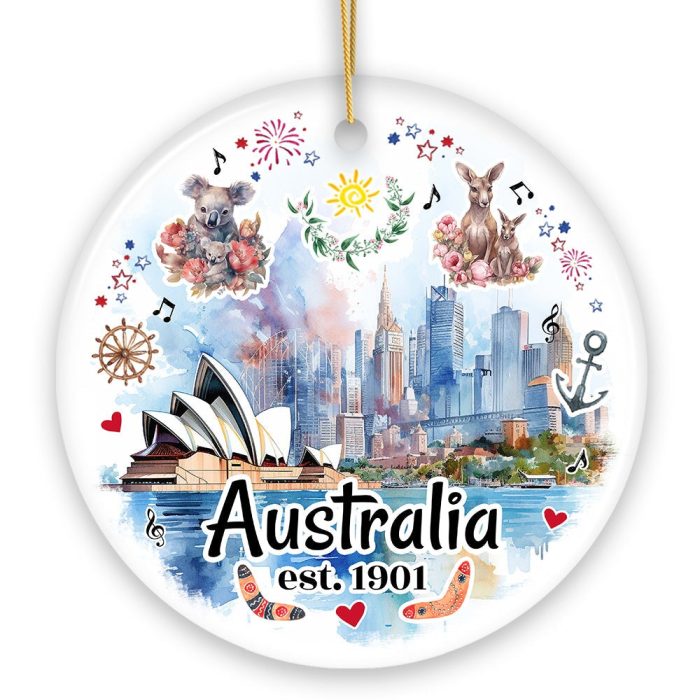 WBM Australia Artistic Watercolor Painting Ornament Christmas Holiday Gift