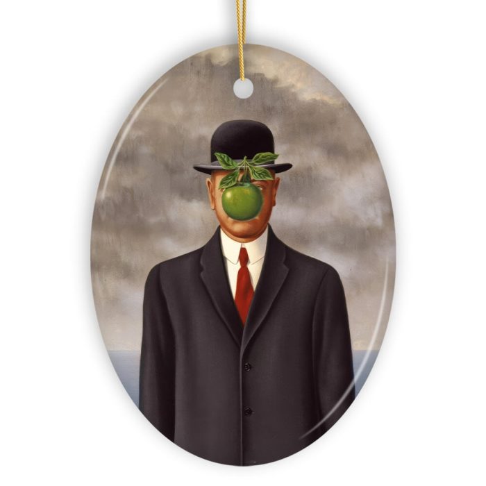 WBM Rene Magritte The Son of Man Ornament Vintage Surrealism Painting Christmas Decor Oval