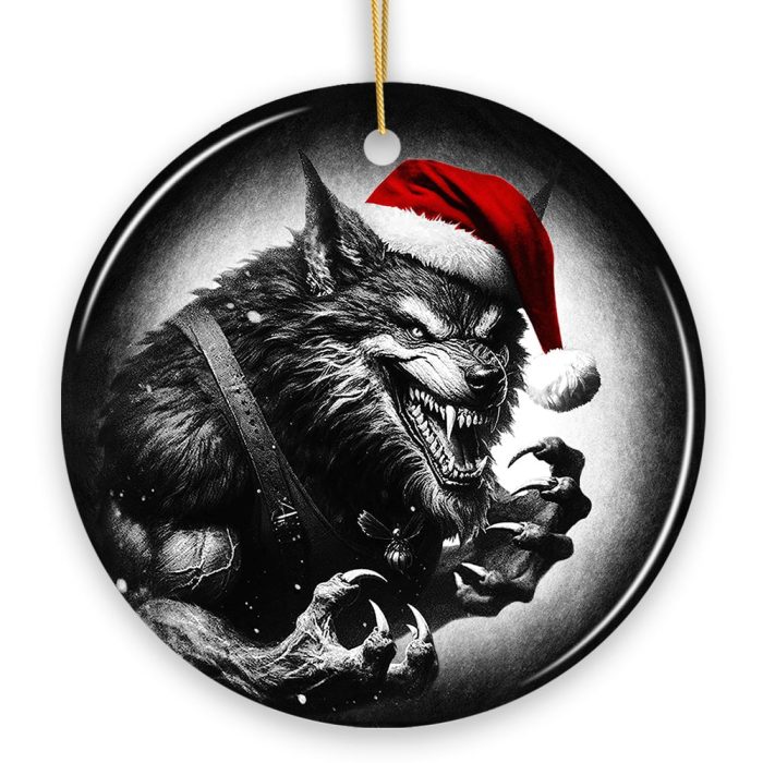 WBM Vicious Werewolf Ceramic Ornament Enigmatic Christmas Decoration for Halloween Tree Circle