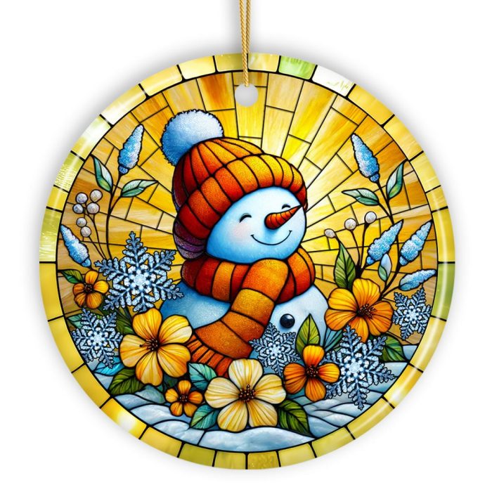 WBM Warm Winter Glow Snowman Ornament Vibrant Holiday Charm for Festive Decor Circle