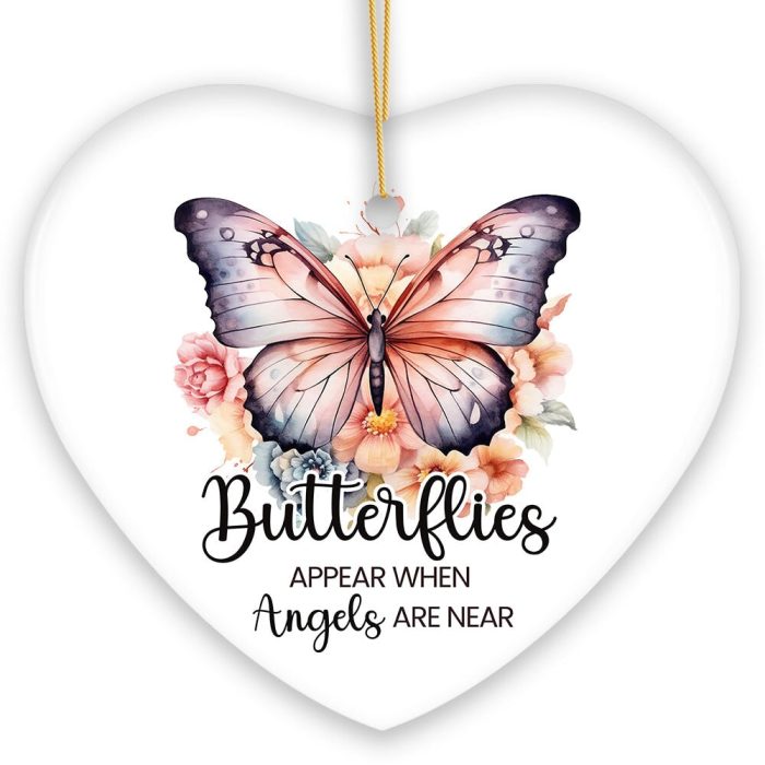 WBM Watercolor Butterflies Appear Memorial Ornament Wings of Remembrance Gift