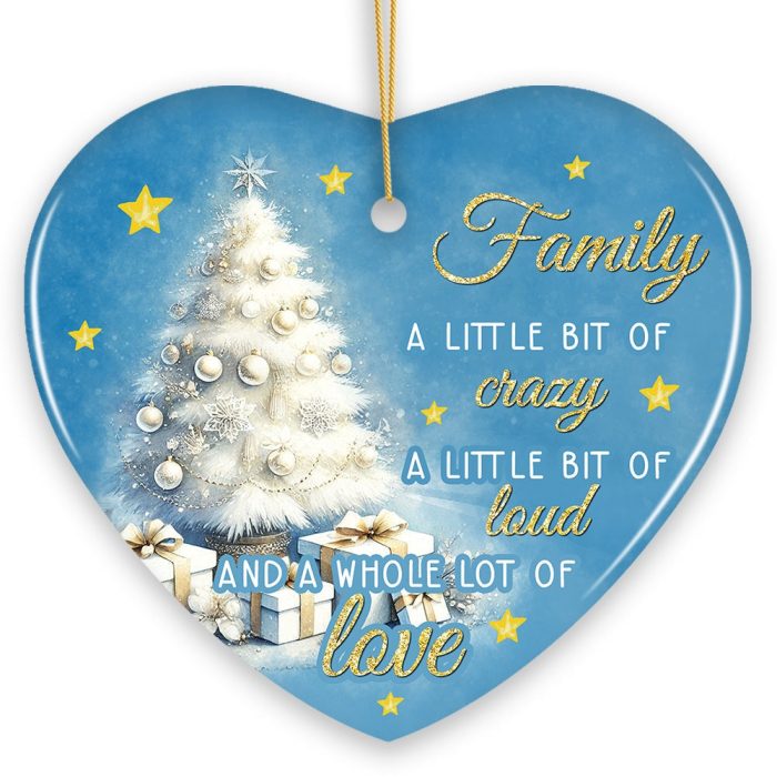 WBM Whimsical Family Quote Ornament Enchanting White Christmas Appreciation Gift and Tree Decor Heart 02