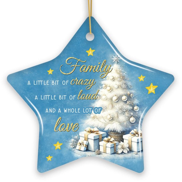 WBM Whimsical Family Quote Ornament Enchanting White Christmas Appreciation Gift and Tree Decor Star 01