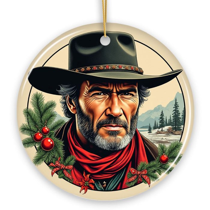 WBM Wild West Gritty Holiday Christmas Ornament Vintage Western Legend Clint Eastwood Gift 02